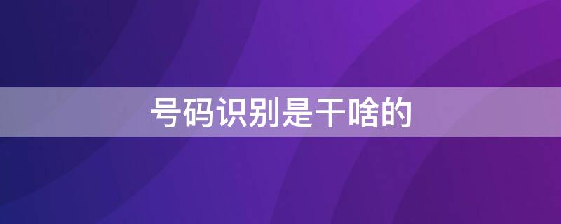 号码识别是干啥的 手机号码识别是干啥的