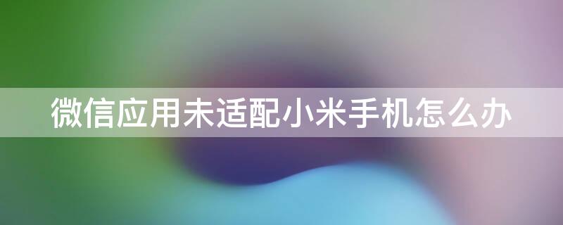 微信应用未适配小米手机怎么办 小米手机无法下载微信时未适配该手机怎么回事