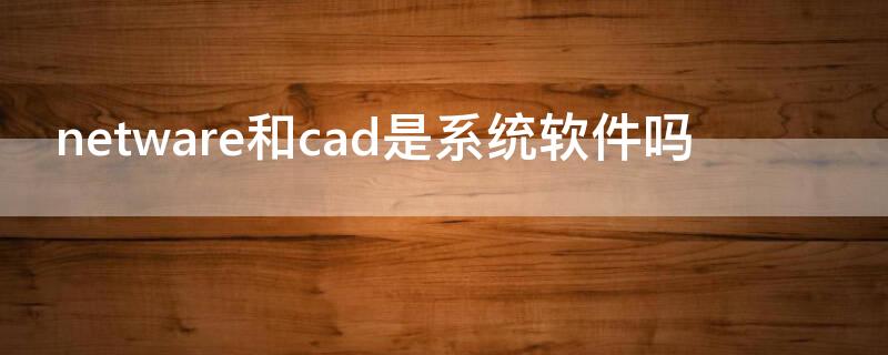 netware和cad是系统软件吗（net cad）