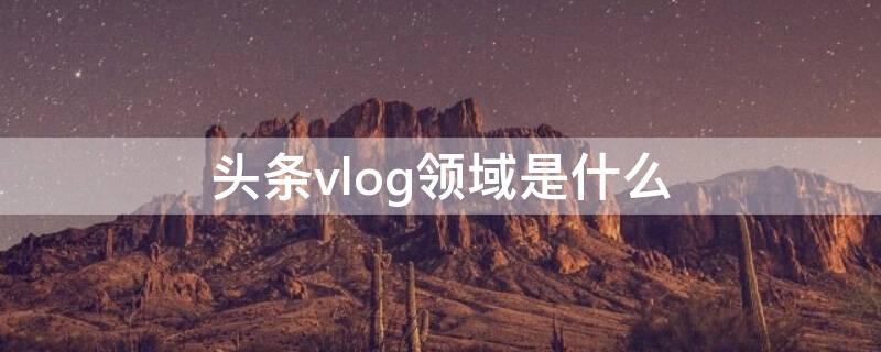 头条vlog领域是什么 头条vlog是啥领域