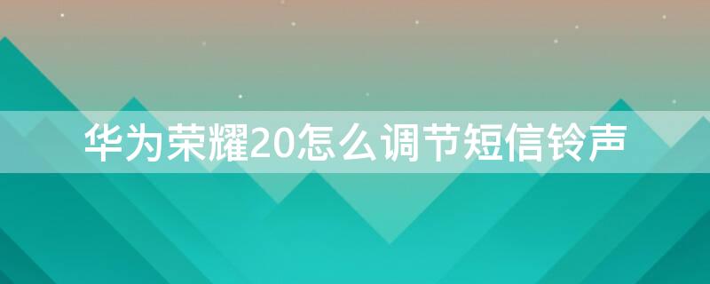 华为荣耀20怎么调节短信铃声（华为荣耀20短信提示音怎么调）