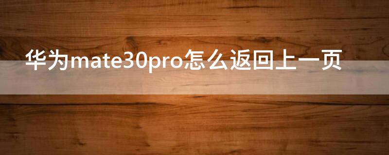 华为mate30pro怎么返回上一页（华为mate30pro页面怎么退出）