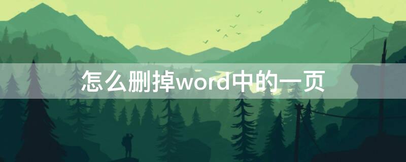 怎么删掉word中的一页 怎么删掉word中的一页不改变页码