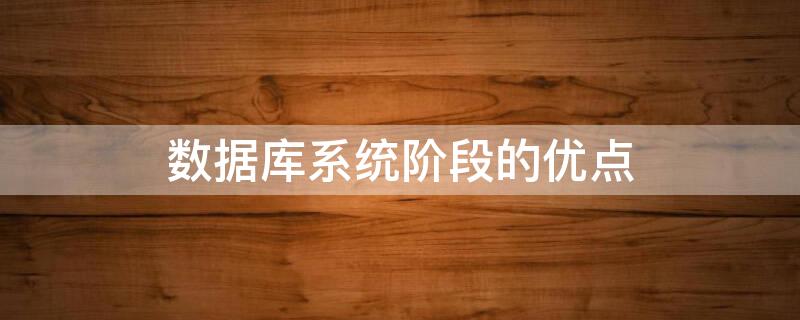 数据库系统阶段的优点 数据库系统管理阶段的主要优点