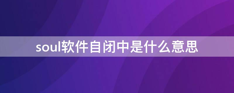 soul软件自闭中是什么意思 soul软件的今日自闭状态是指隐身么