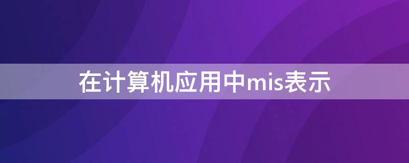 在计算机应用中mis表示 在计算机应用中MIS表示