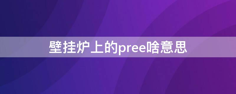 壁挂炉上的pree啥意思 壁挂炉PREE怎么清除