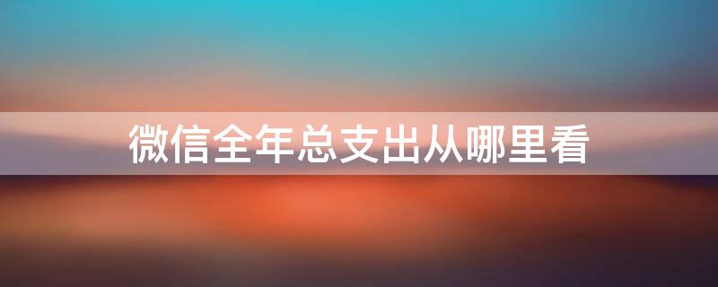 微信全年总支出从哪里看 微信怎么看一年内总支出