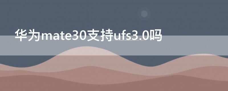 华为mate30支持ufs3.0吗 华为mate30是ufs3.0吗