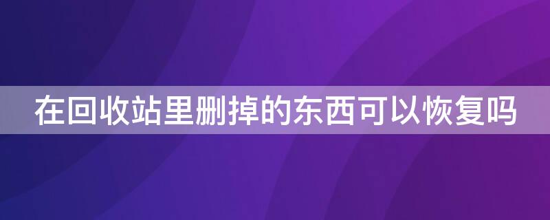 在回收站里删掉的东西可以恢复吗（回收站清理的东西可以找的回来吗）