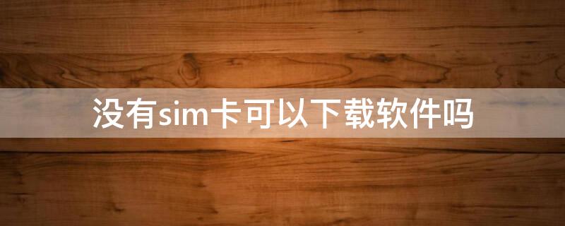 没有sim卡可以下载软件吗（如何在没有sim卡的情况下下载软件）