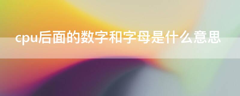 cpu后面的数字和字母是什么意思（CPU后面的字母代表什么）