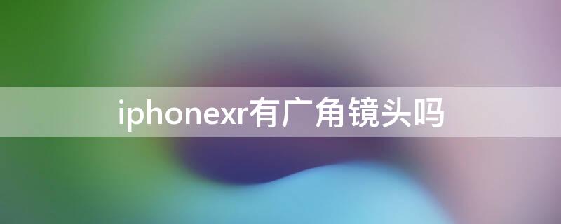 iPhonexr有广角镜头吗（苹果XR有广角镜头吗）