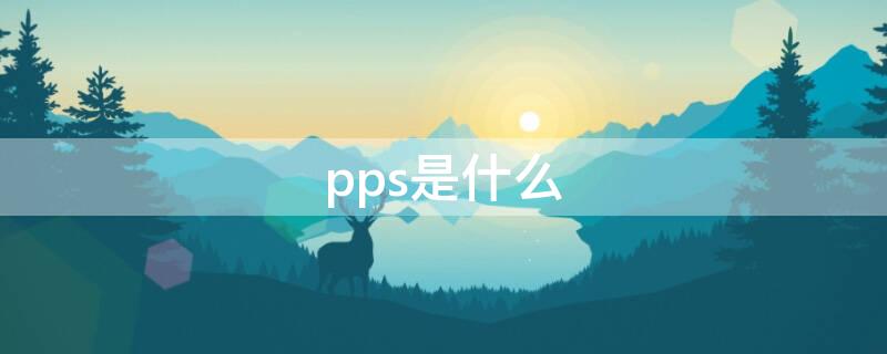 pps是什么（pps是什么软件）