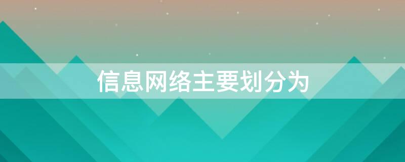 信息网络主要划分为 信息网络主要划分为哪两类