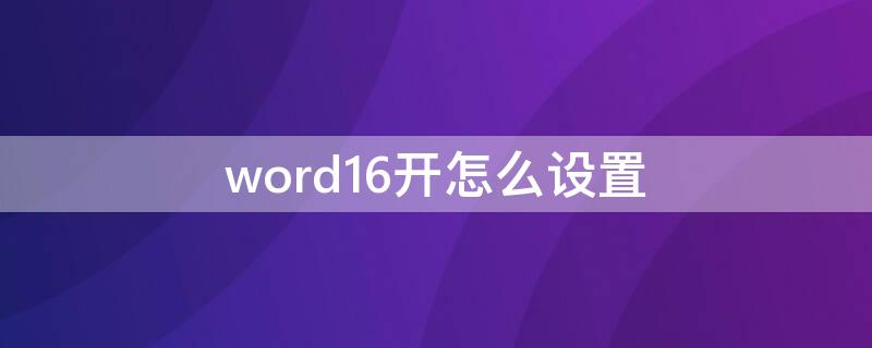 word16开怎么设置（word16开怎么设置不了）