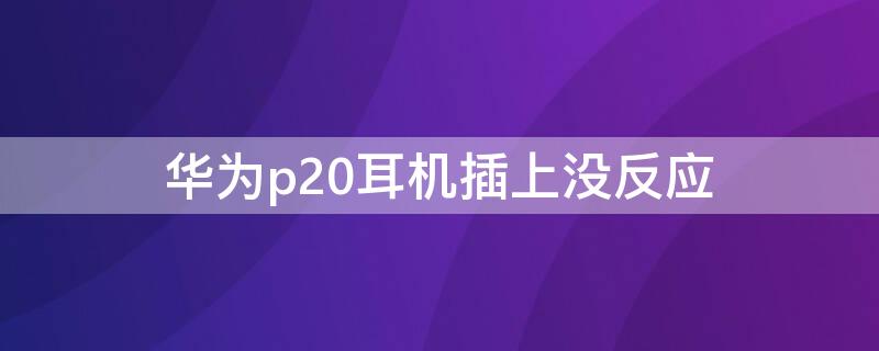 华为p20耳机插上没反应（华为耳机p20p插上没反应）