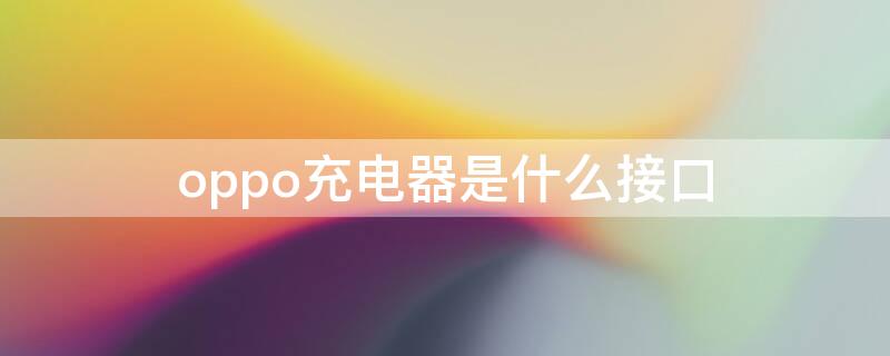 oppo充电器是什么接口（oppo手机充电器接口叫什么）