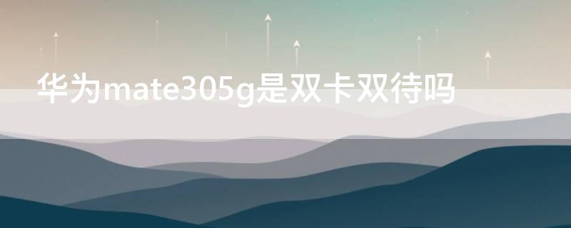 华为mate305g是双卡双待吗（华为mate305g是不是双卡双待）