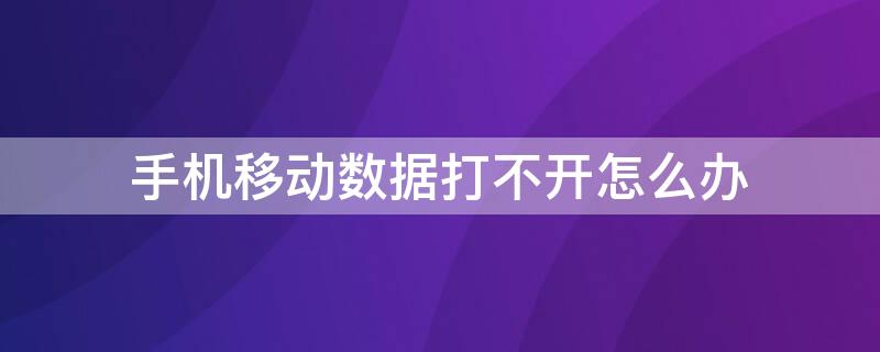 手机移动数据打不开怎么办（为啥手机移动数据打不开）