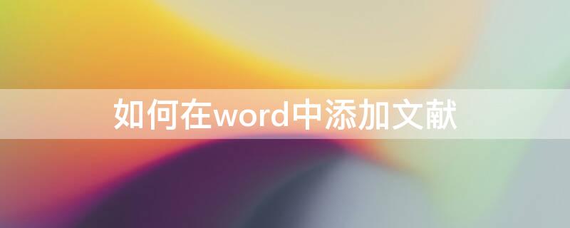 如何在word中添加文献（如何在word中添加文献索引）