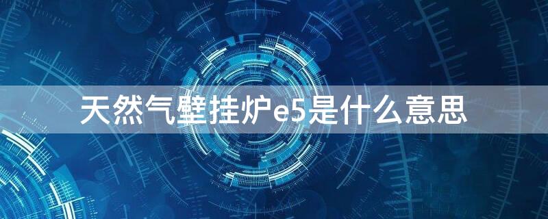 天然气壁挂炉e5是什么意思（天然气壁挂炉E5）