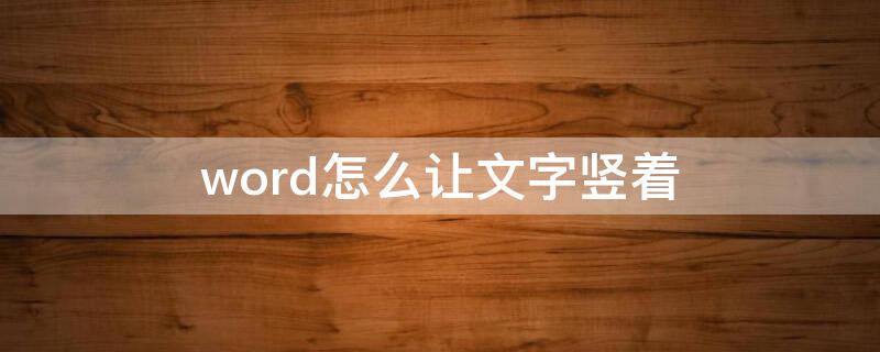 word怎么让文字竖着（word怎么让文字竖着从左往右）