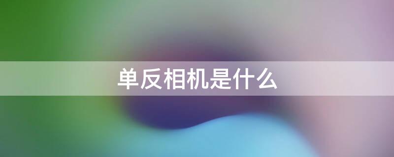 单反相机是什么 单反相机