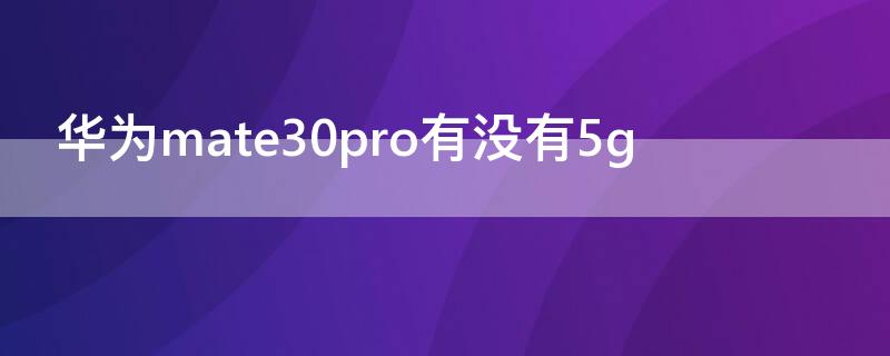 华为mate30pro有没有5g（华为mate30pro有没有5g版）