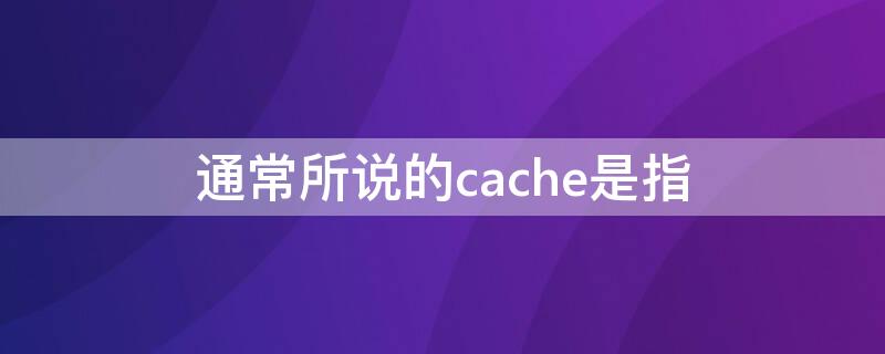 通常所说的cache是指 Cache指的是