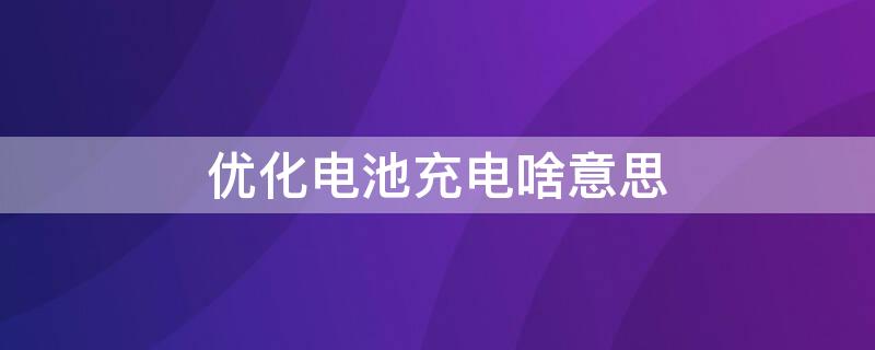 优化电池充电啥意思 优化电池充电什么意思