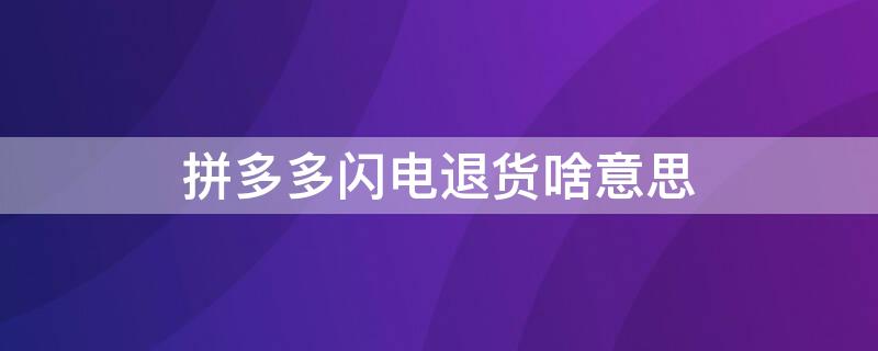 拼多多闪电退货啥意思 拼多多闪电退货啥意思呀