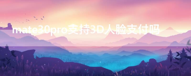 mate30pro支持3D人脸支付吗 mate30 pro的 3d人脸识别