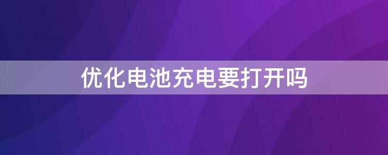 优化电池充电要打开吗（优化电池充电要不要打开）