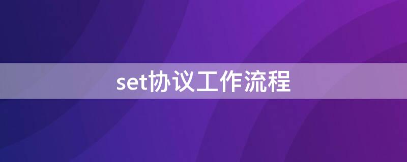 set协议工作流程 set协议工作流程及特点