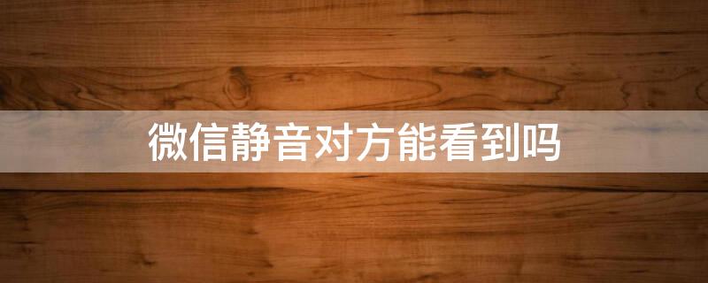 微信静音对方能看到吗 微信静音对方能看到吗苹果