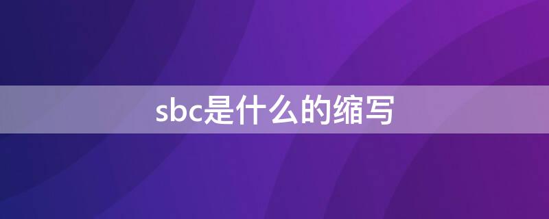 sbc是什么的缩写 sbcs是什么意思的缩写