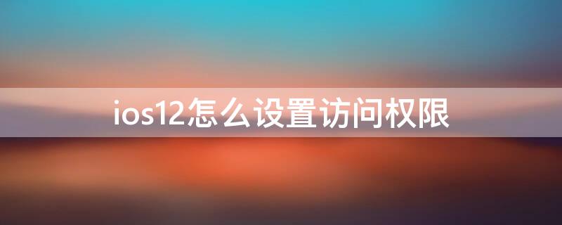 ios12怎么设置访问权限（ios12怎么设置访问权限密码）