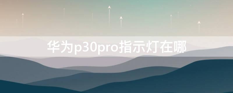 华为p30pro指示灯在哪（p30pro有指示灯吗）
