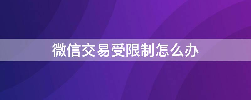 微信交易受限制怎么办（微信交易受限制是什么意思）