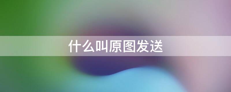 什么叫原图发送 什么是原图发送