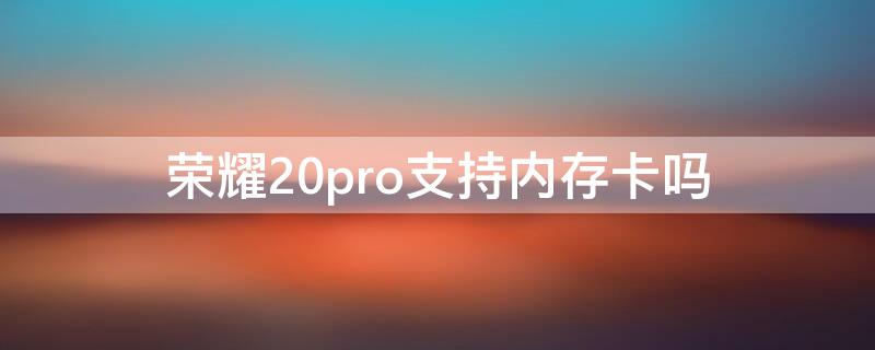 荣耀20pro支持内存卡吗 荣耀20pro支持内存卡吗