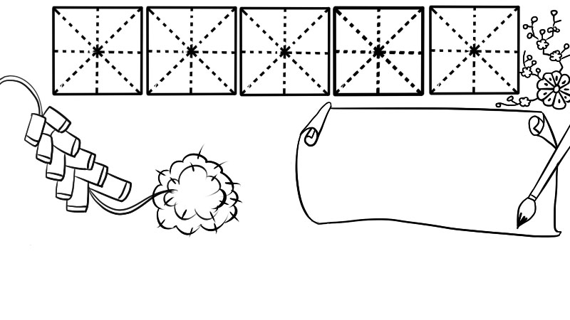 春节简笔画主题画