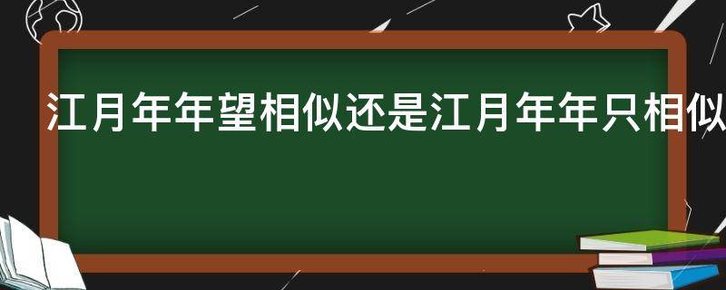 江月年年望相似还是江月年年只相似 江月年年望相似还是只相似?