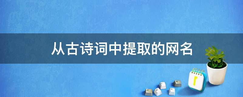 从古诗词中提取的网名（从古诗词中提取的网名和意思）