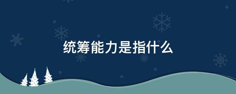 统筹能力是指什么 统筹能力是啥