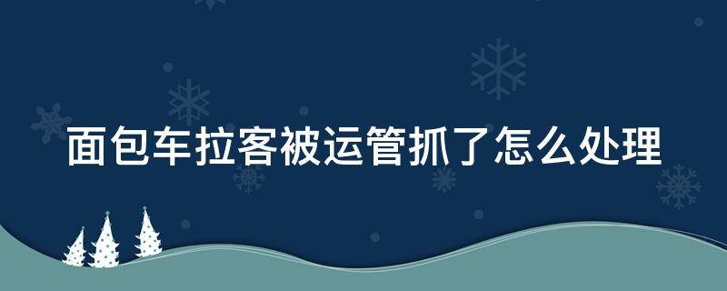 面包车拉客被运管抓了怎么处理（用面包车拉客会被交警抓吗）