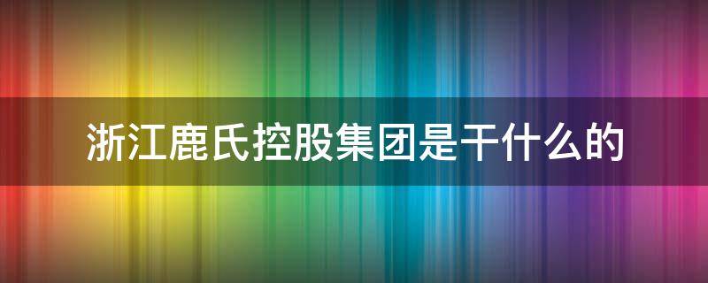 浙江鹿氏控股集团是干什么的 浙江鹿氏控股集团董事长是谁