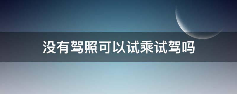 没有驾照可以试乘试驾吗 没驾照能试驾吗