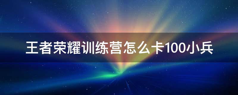 王者荣耀训练营怎么卡100小兵 王者荣耀训练营怎么卡无限兵线